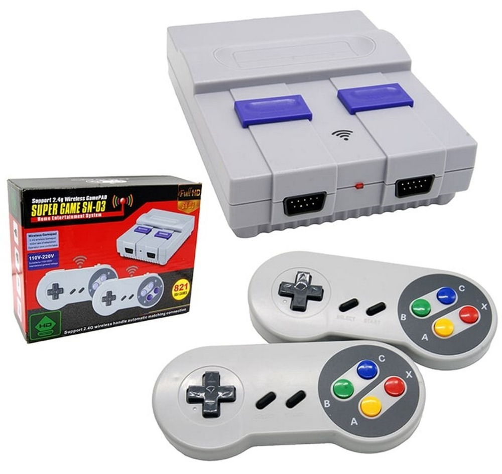 Игровая приставка DENDY Mini SN-03 8 bit с беспроводными геймпадами (821 игр)