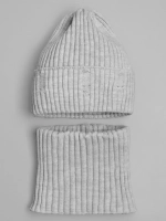 Шапка и снуд для девочки осенние серая