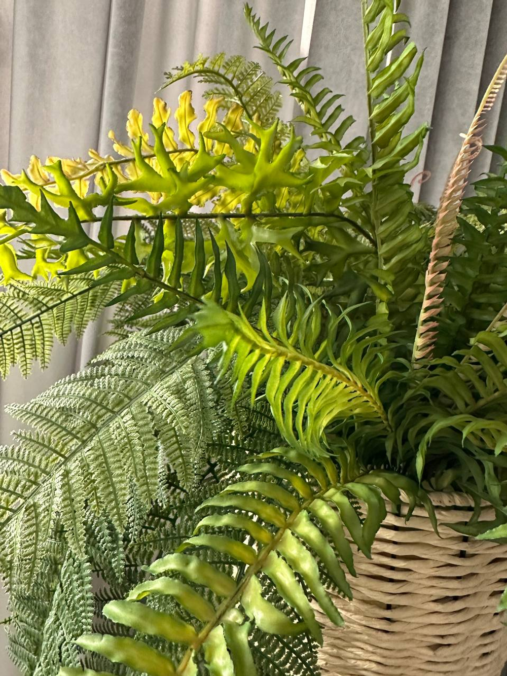 Микс растений в кашпо на ножках, в-68 см