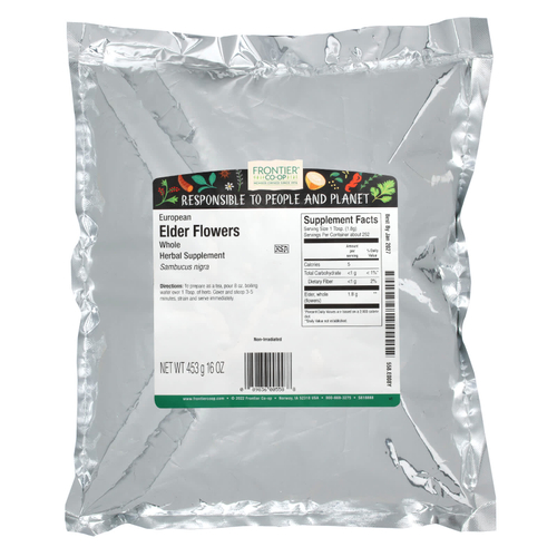 Frontier Co-op, Цельные цветки европейской бузины, 453 г (16 унций)
