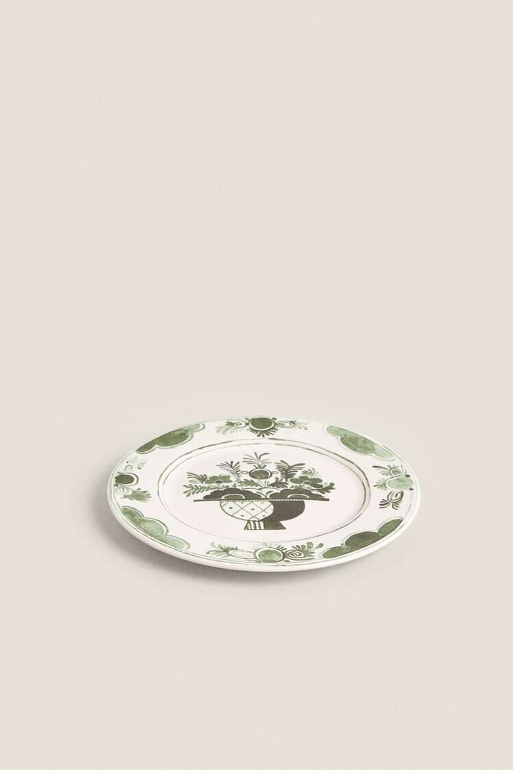 ZARA HOME КЕРАМИЧЕСКАЯ ПЛОСКАЯ ТАРЕЛКА С ФРУКТАМИ, ЗЕЛЕНЫЙ