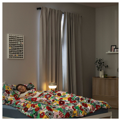 IKEA BRUKSVARA  (ИКЕА БРУКСВАРА)  -  Штора, 1 шт, на ленте/серая, 140x250 см
