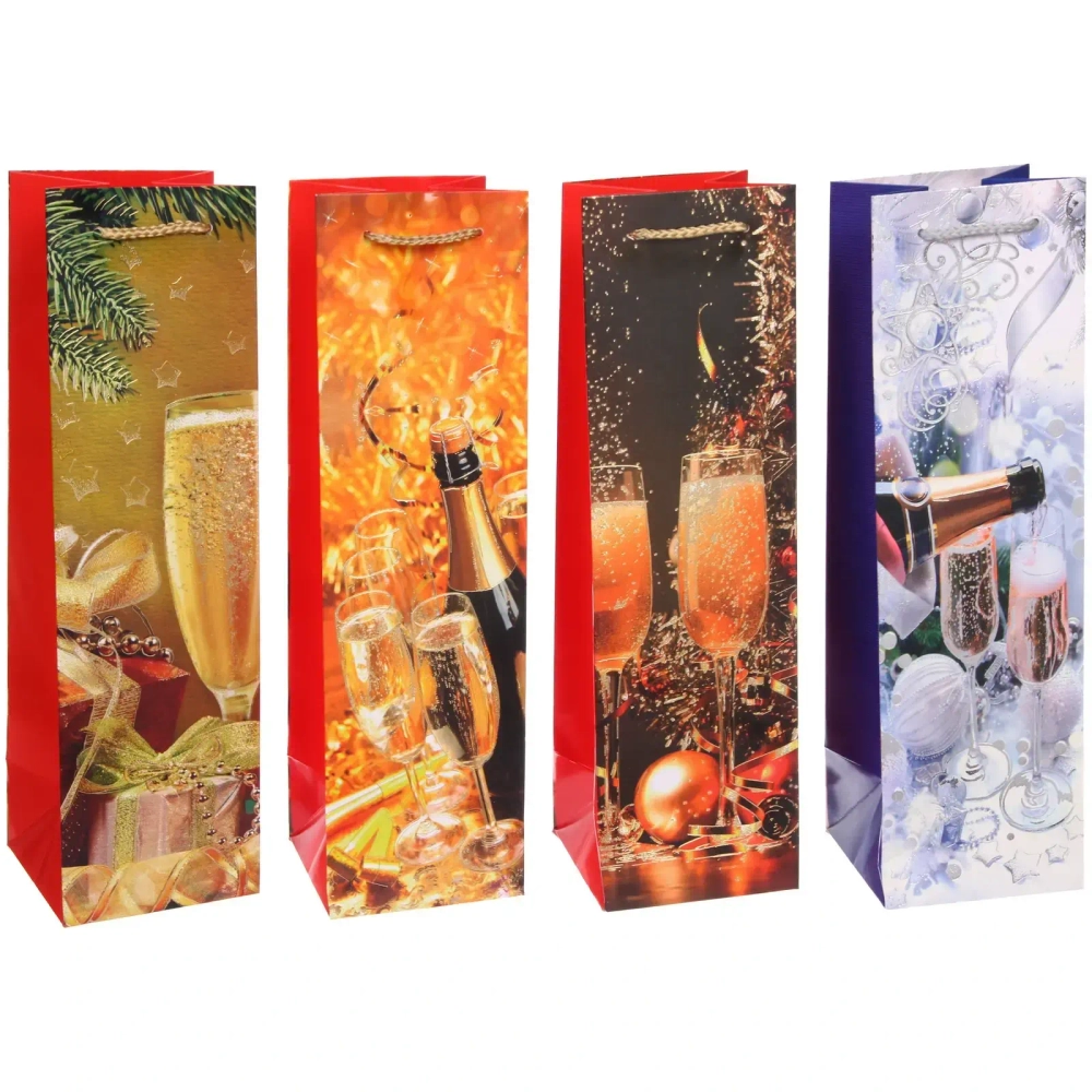 Пакет под бутылку «Изысканный напиток» 11*38*11 см, микс