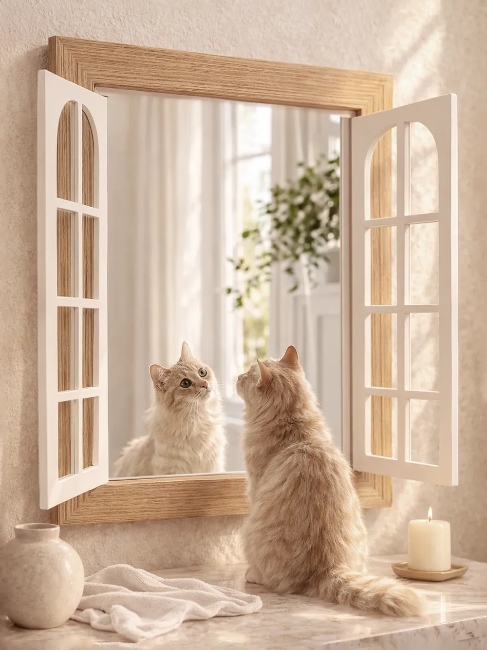 Декоративное зеркало-окно настенное, акцент для интерьера