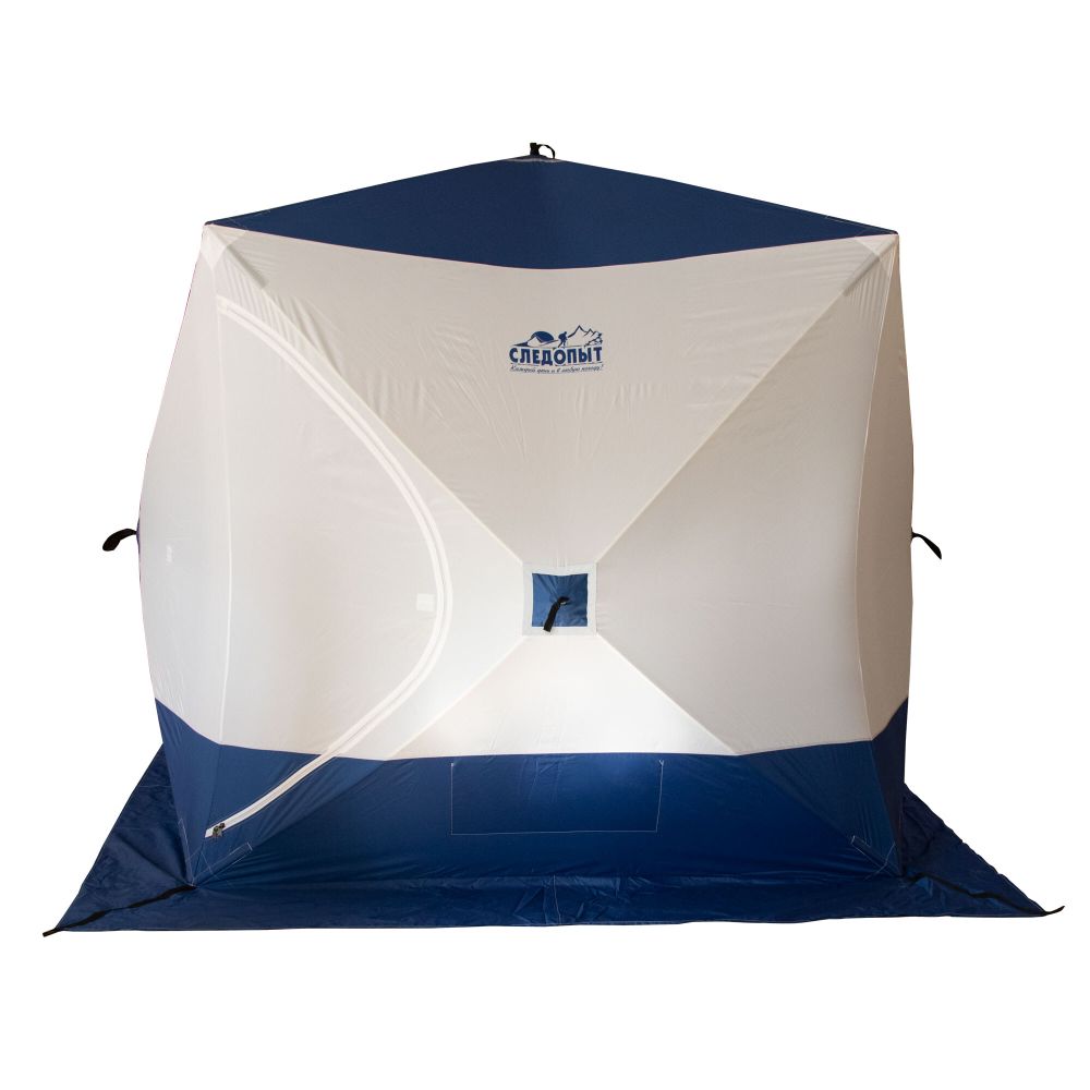 Палатка зимняя куб СЛЕДОПЫТ 2,1 х2,1 м, Oxford 210D PU 1000, S по полу 4,4 кв.м,цв. синий/белый