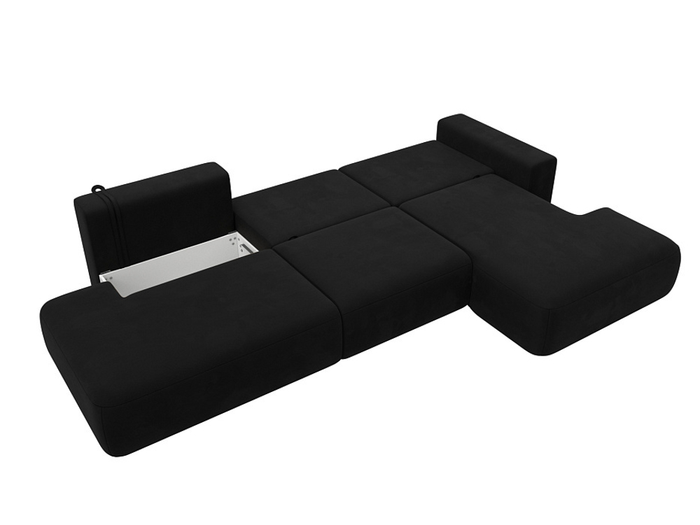 Диван угловой Лига-036 НПБ Модерн Лонг правый угол МИКРОВЕЛЬВЕТ Черный