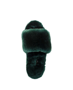 FLUFF SLIDE SLIPPER-dark green