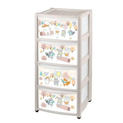 Комод на колесах 4 ящика 39*37*78,5см с рисунком микс