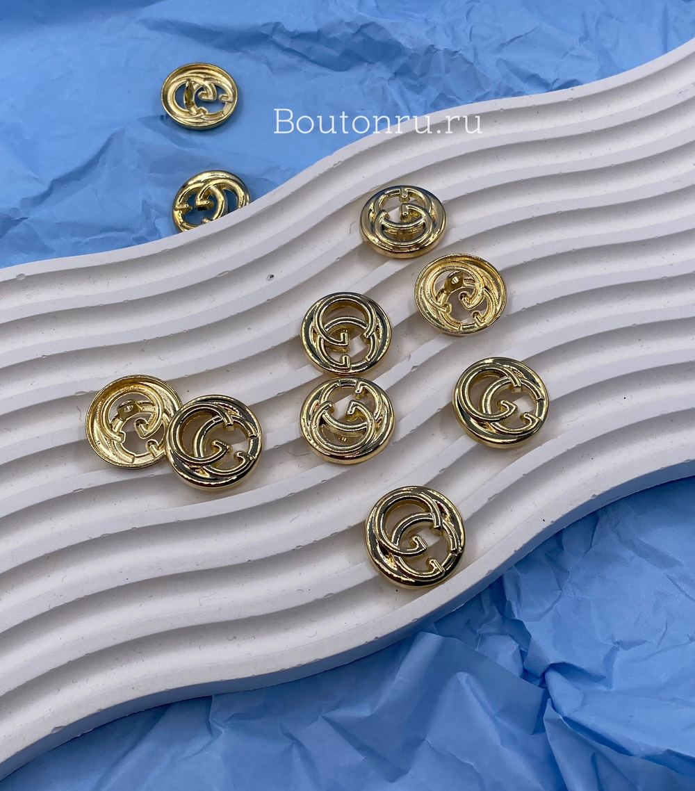 Пуговицы Гучч. Золото Лимонное Лого 23 мм