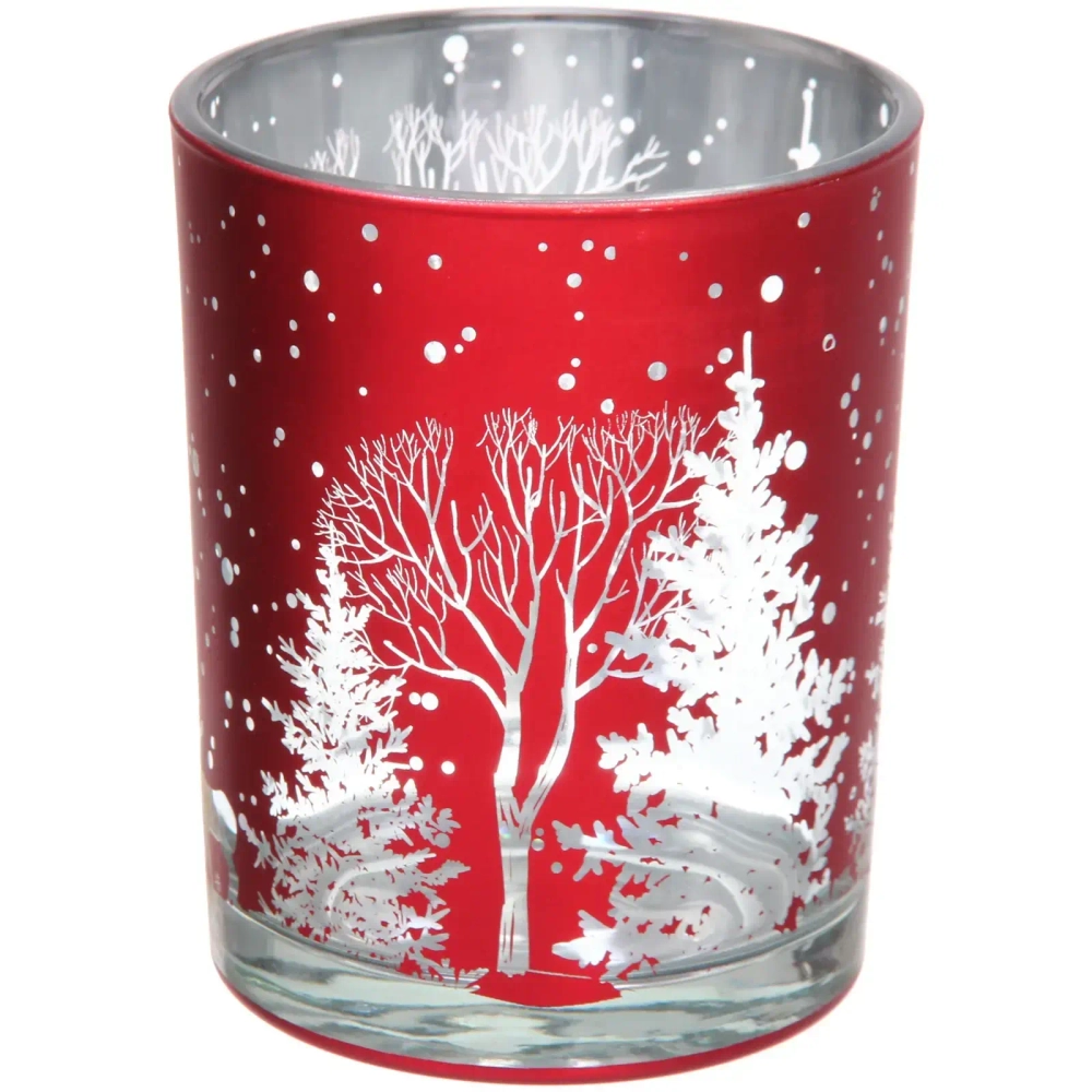 Подсвечник «Зимнее сияние» 10*12,5 см, Красный