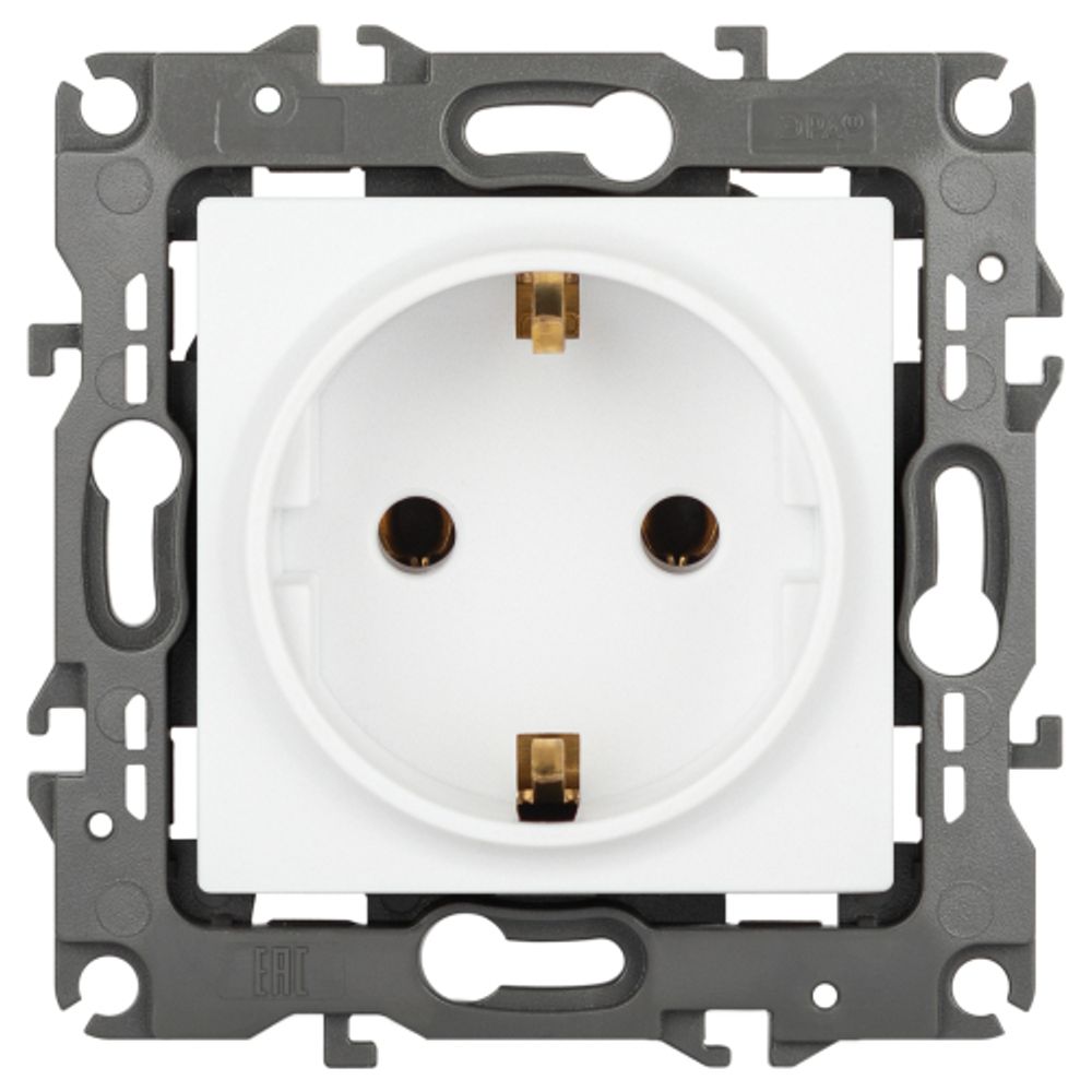 Розетка ЭРА Серия 12 12-2101-01М 2P+E Schuko, 16А-250В, белый матовый