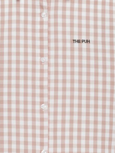 Бежевая хлопковая оверсайз рубашка в клетку