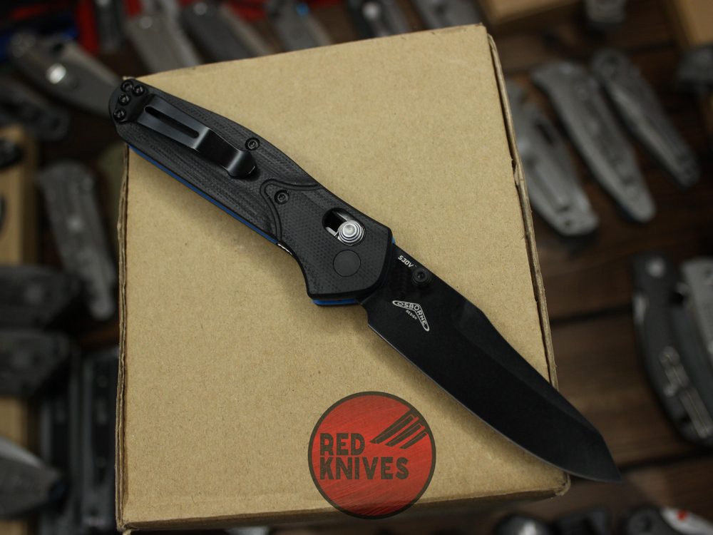 Нож Benchmade 945BK-2 Mini Osborne A+++ - черная рукоять, черный клинок