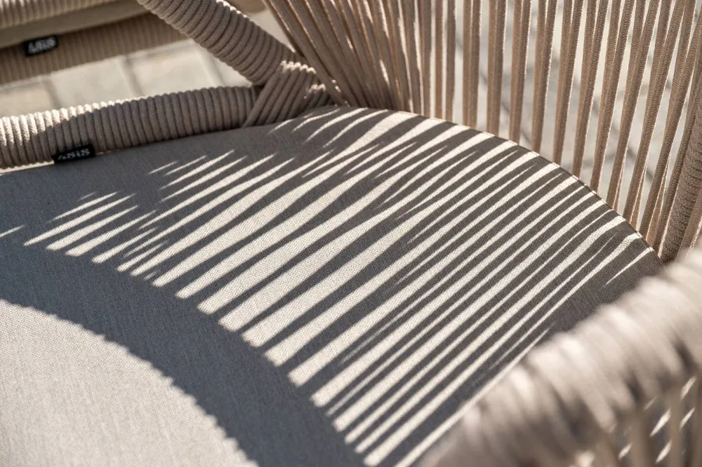 "Венето" обеденная группа на 6 персон со стульями "Милан", каркас белый, роуп бежевый