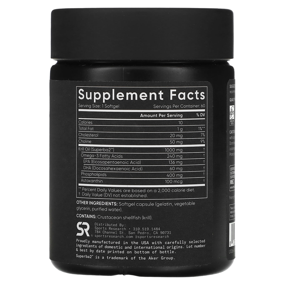 Sports Research, масло криля с омега-3, 1000 мг, 60 капсул