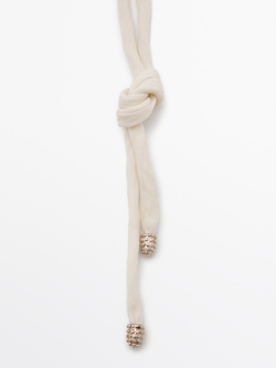 Massimo Dutti Шелковое ожерелье-шнурок с деталью «Звезда», серебряный