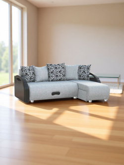 Угловой диван-кровать Юпитер Аслан Серый Еврокнижка, спальное место 193х140 см, ящик для белья,