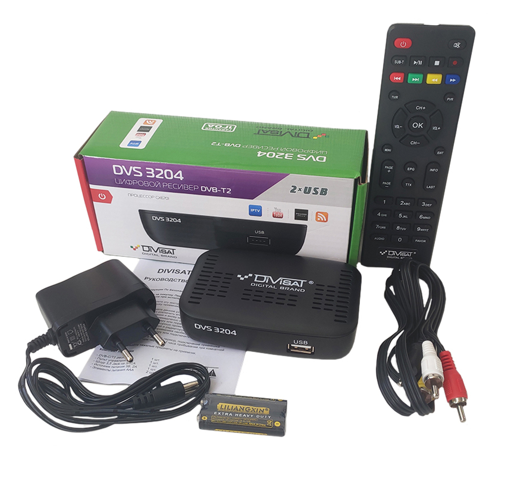 Приставка для цифрового телевидения DIVISAT DVS 3204 DVB-T2/C HDMI, 2*USB, RCA, БП внешний