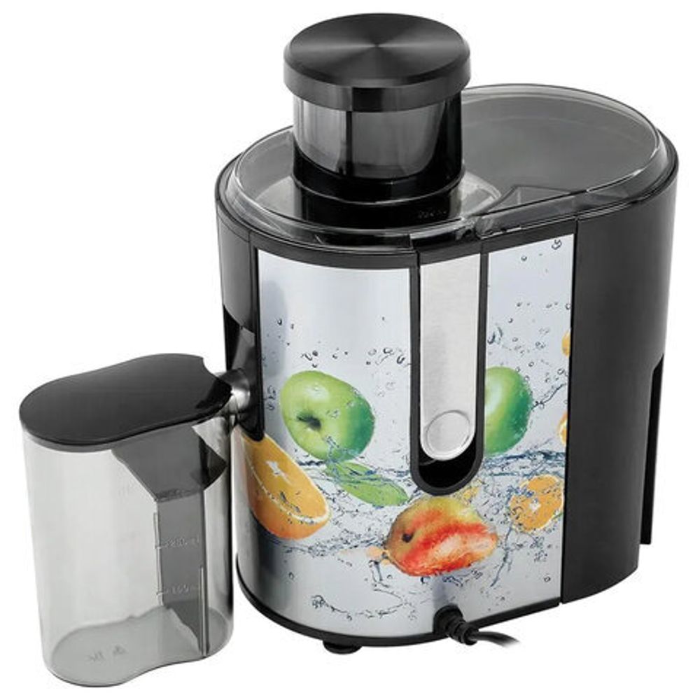 Соковыжималка POLARIS PEA 0829 Fruit Fusion, 800 Вт, стакан 0,35 л, емкость жмыха 1 л, пластик, сталь/черный, 15935