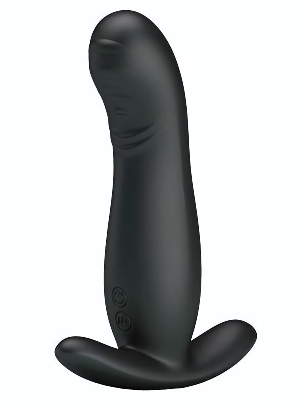 Черный вибростимулятор простаты с имитацией движения пальчика (Цвет: черный)