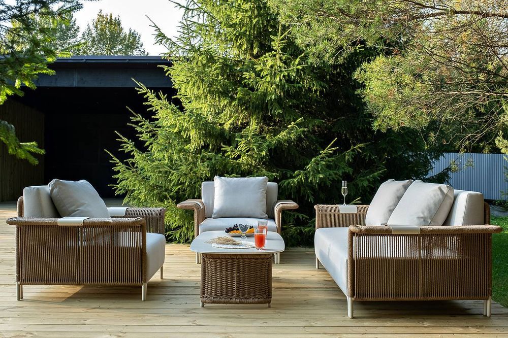 "Мальдивы" лаунж-зона из искусственного ротанга, цвет соломенный