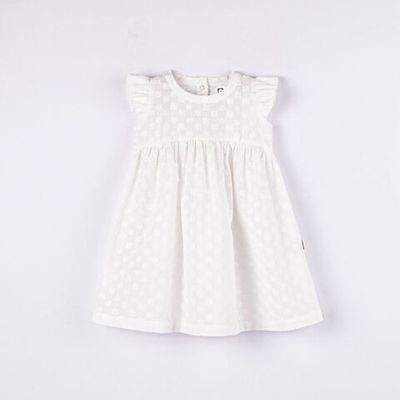 Embroidered cotton dress - Marshmallow