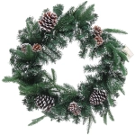 Венок хвойный «Иней» d-60 см, ПВХ, литой ПВХ, шишки, белый иней