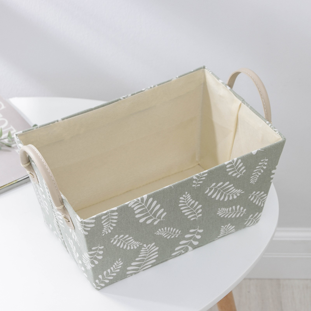 Корзина для хранения с ручками Доляна «Листья», 31,5×21×21 см, цвет серо-зелёная