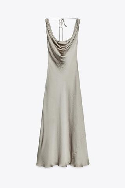 ZARA ДЛИННОЕ АТЛАСНОЕ ПЛАТЬЕ ИЗ КОЛЛЕКЦИИ ZW, КАВА