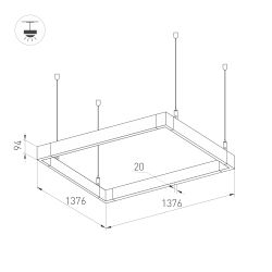 Светильник ALT-LINEAIR-QUADRAT-FLAT-UPDOWN-DIM-1375-170W Day4000 (BK, 100 deg, 230V) (Arlight, IP20 Металл, 3 года) 032992