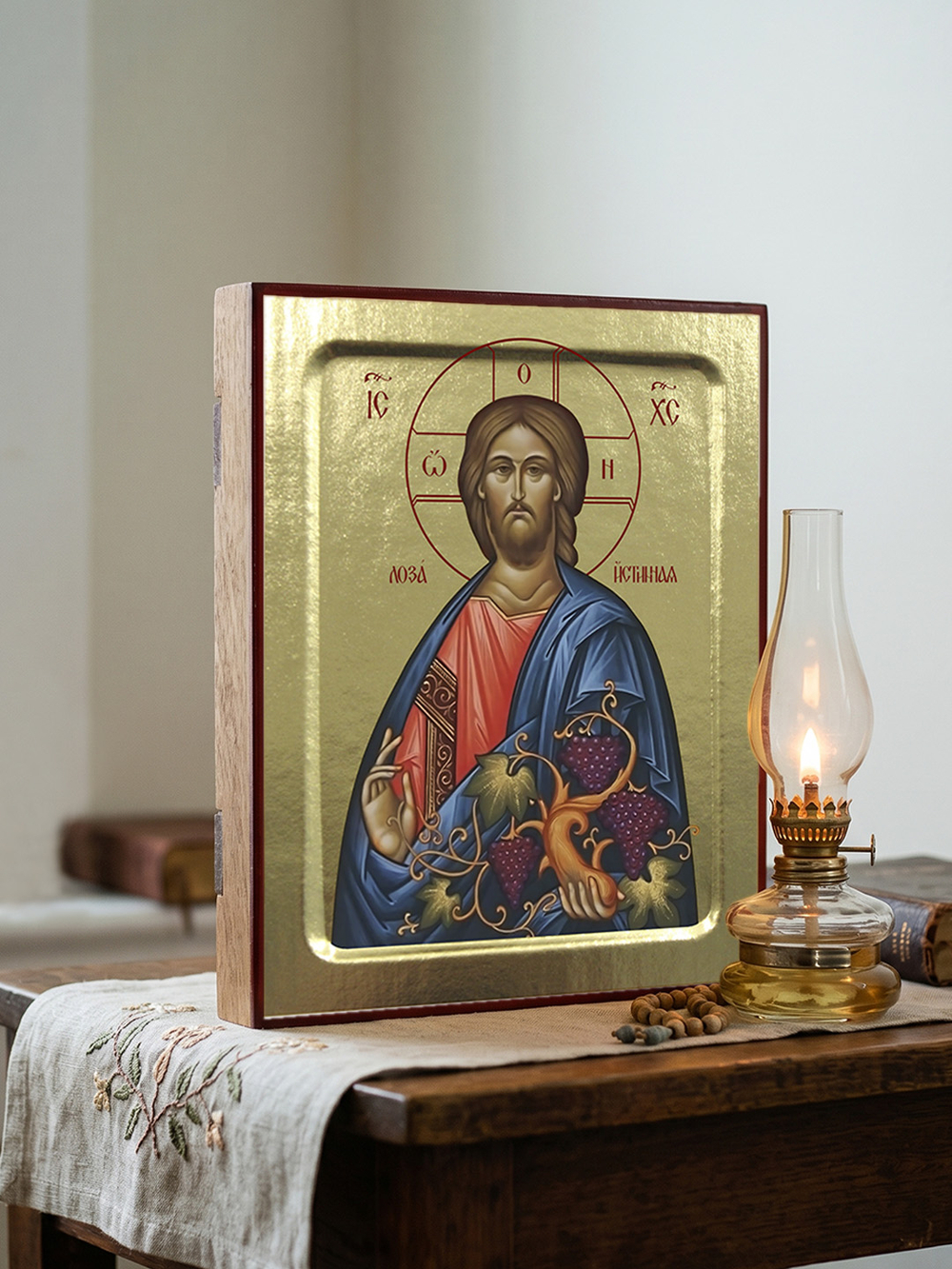 Икона Спасителя Лоза Истинная на дереве: 125 х 160 (Синопсисъ)