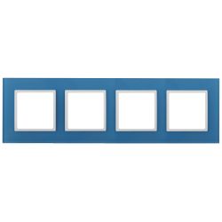 14-5104-28 ЭРА Рамка на 4 поста, стекло, Эра Elegance, голубой+бел