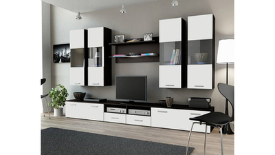 Гостиная Дрим Белый Фасадный 0101 / Венге Цаво 3354 300*45*180 см, Белый   Фиеста