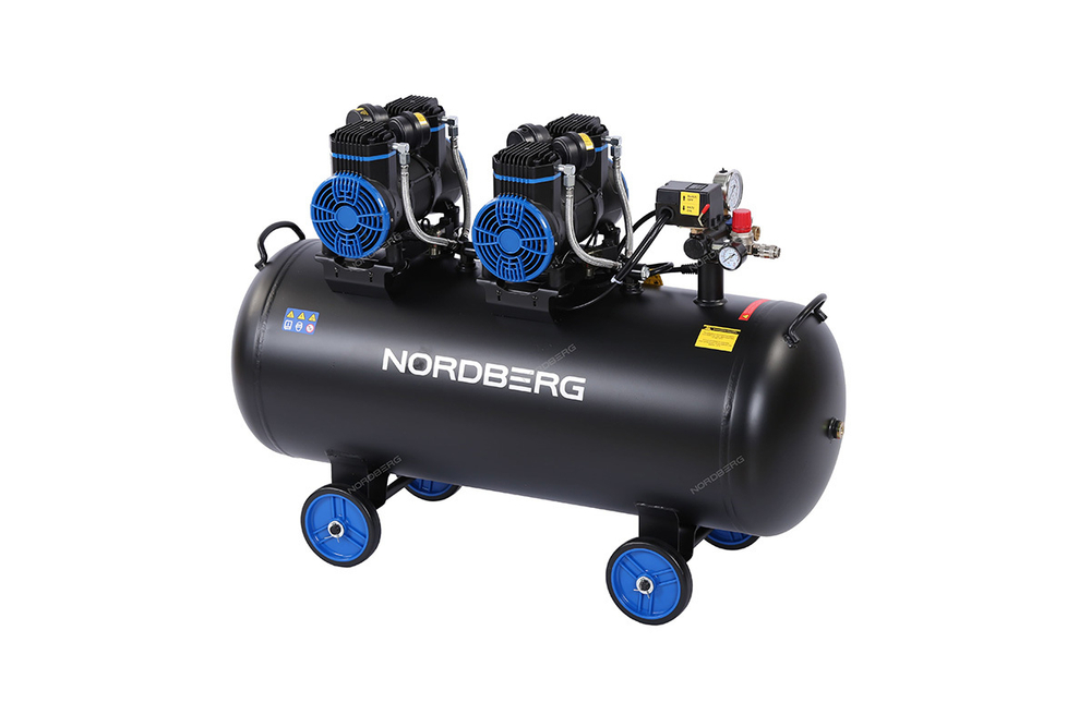 NORDBERG (NCEO120/500) Компрессор безмасляный 220 В, ресивер 125 л, 500 л/мин