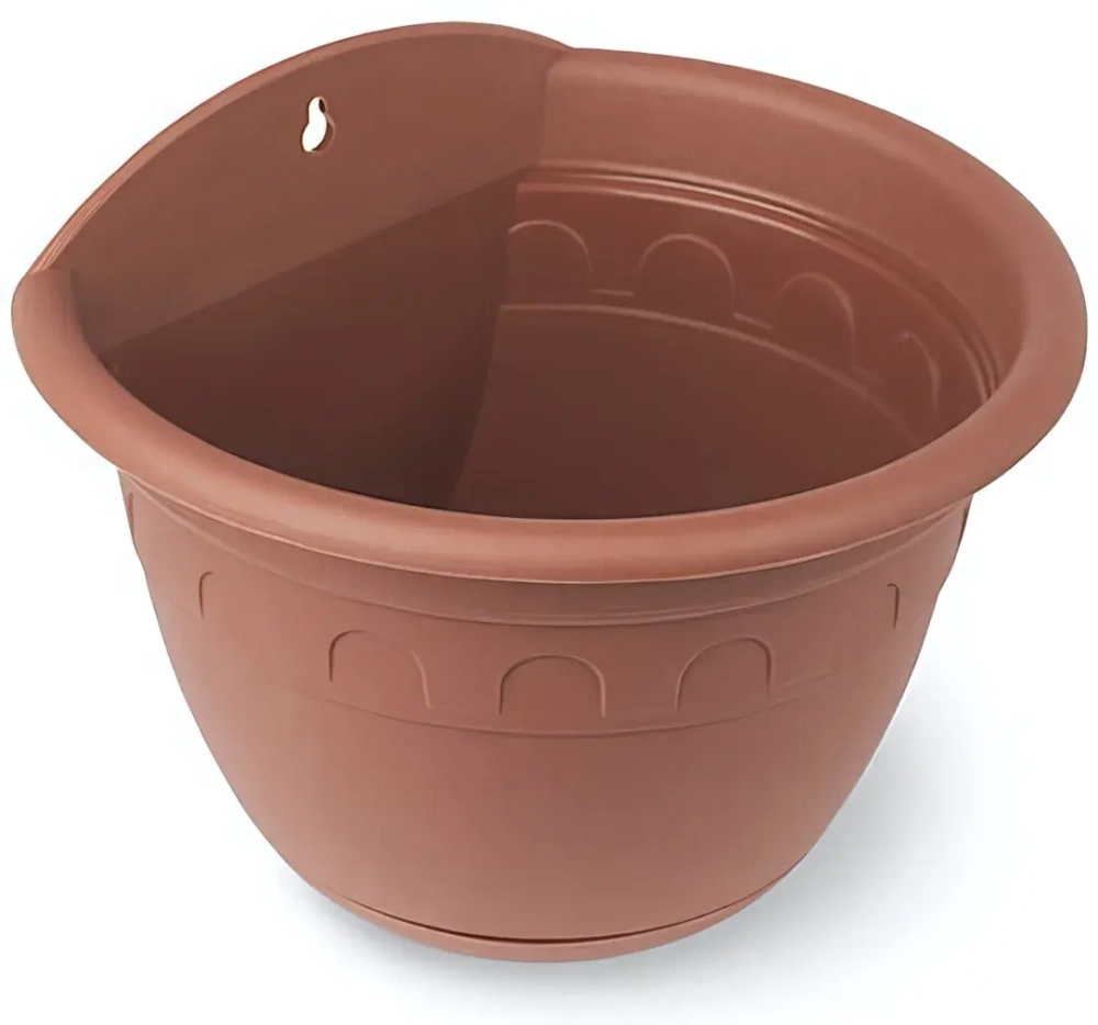 Кашпо настенное пластиковое 0,95л d-16см «Колывань» терракотовый С111Т