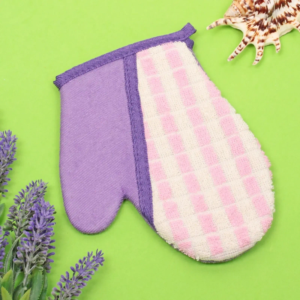 Мочалка - варежка комбинированная «Premium - PALERMO», цвет лавандовый, 24*15см (ZIPпакет)