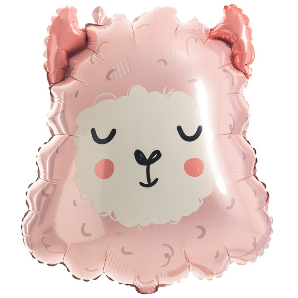 Шар Фольгированный Лама голова (Розовый)