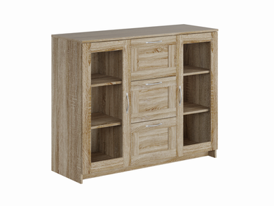 Тумба Сириус 2 двери со стеклом и 3 ящика 117х95 (сонома)