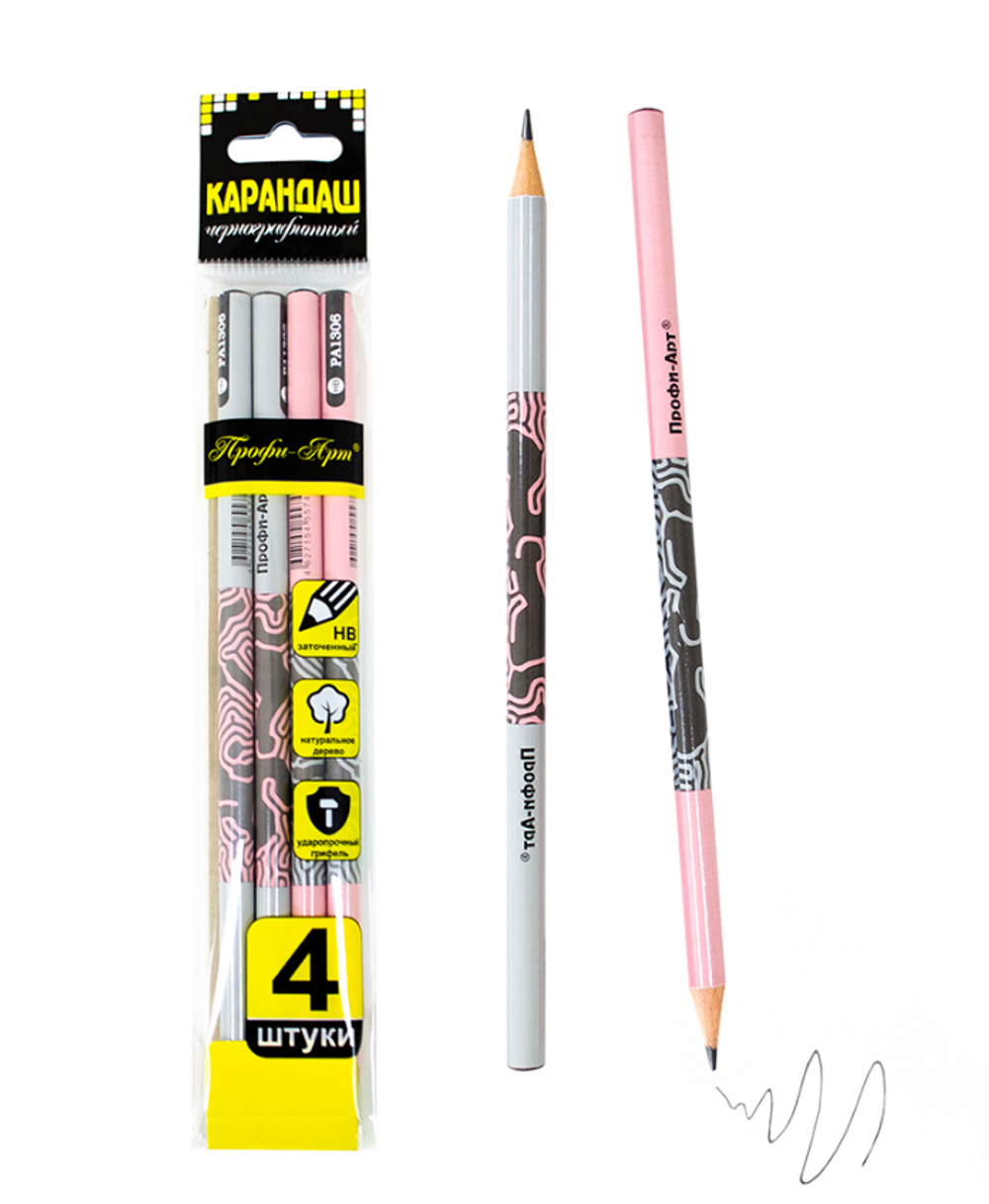 Карандаш ч/г HB "Узор" круглый корп, заточ, без ластика, дерево РА1306 (Профи-Арт)