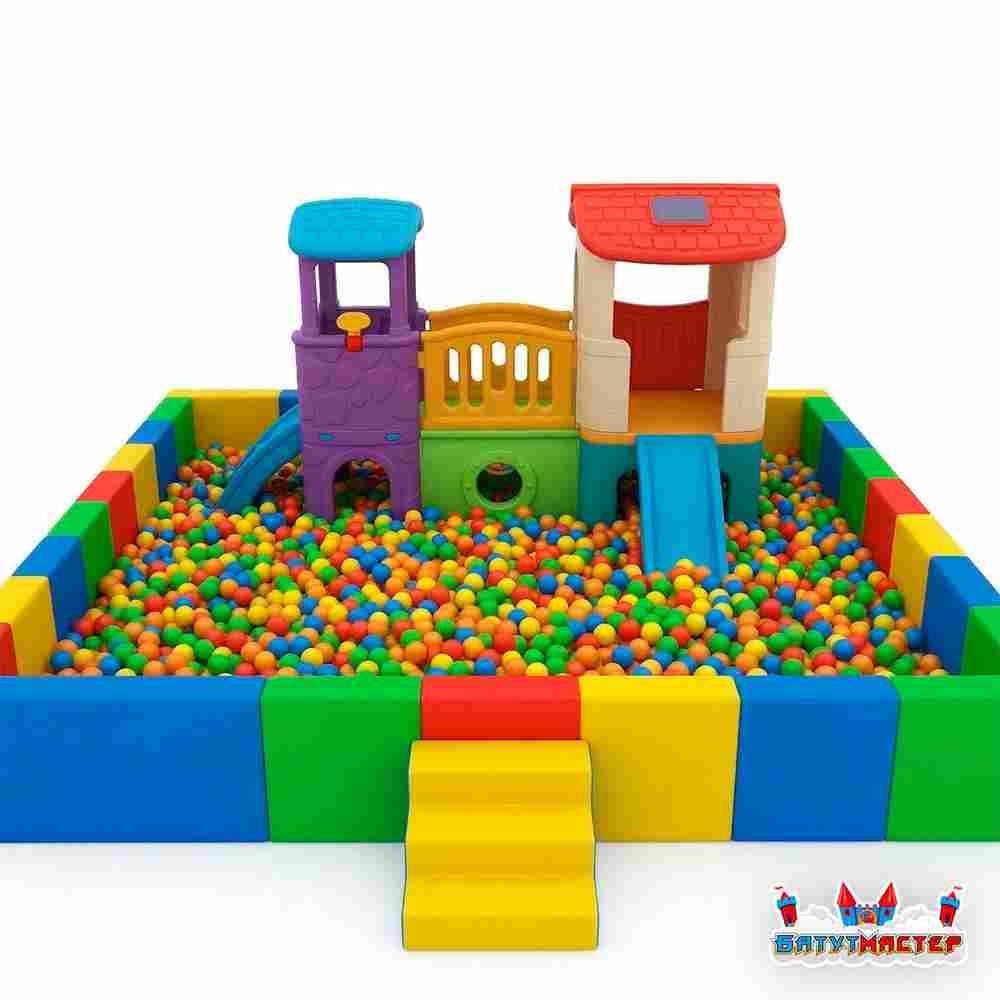 Сухой бассейн с игровыми домиками «Детский мир», 5×4,4×1,6 м