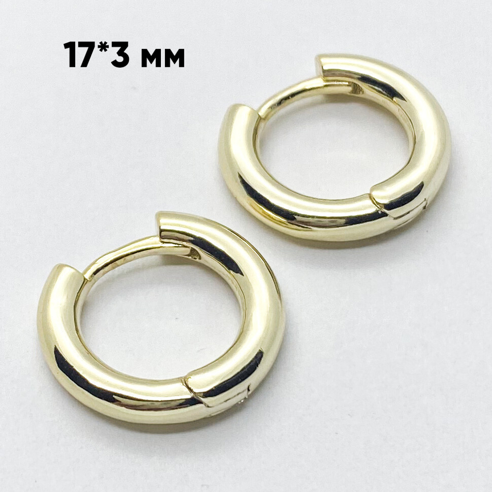 Ювелирные швензы с позолотой, размер 17*3 мм, цена за пару