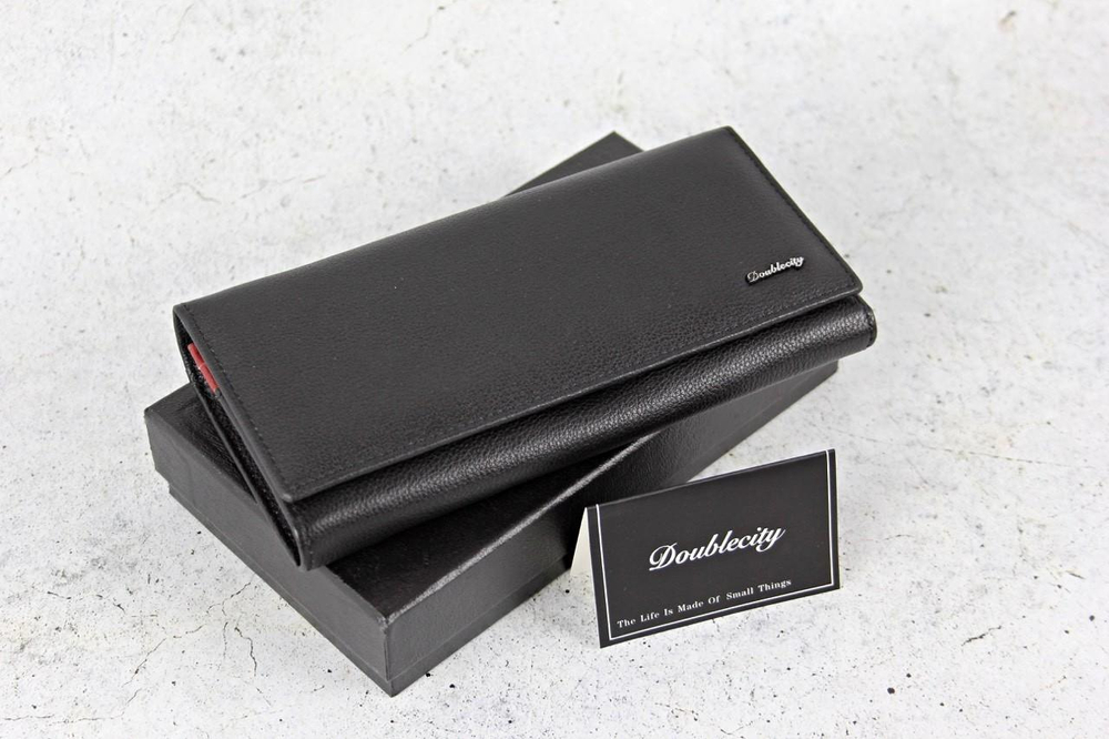 Стильный черный женский большой кошелёк Dublecity DC233-100A в подарочной коробке