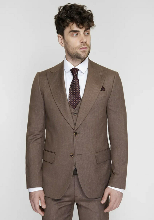 Мужской классический костюм тройка (бежевый) Б9