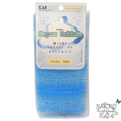 Мочалка для тела с объёмным плетением KAI средней жёсткости, 30смх100см.