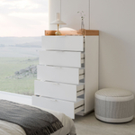 Комод с ящиками, 70х42х120, Меламин, для одежды, в прихожую, белый/артизан, Dipriz