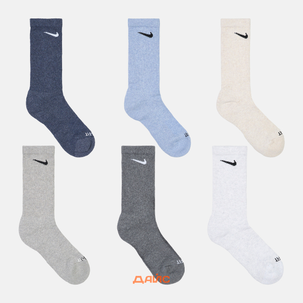Носки Nike Everyday Plus Cushioned Crew 6 Pairs артикул:SX6897-901 - купить в магазине Дайс