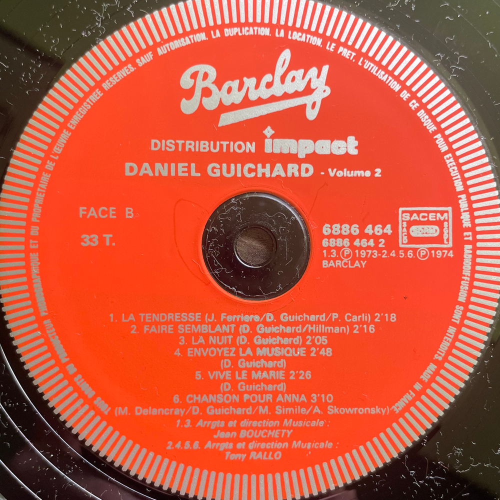 Daniel Guichard ‎– Volume 2 (Франция)