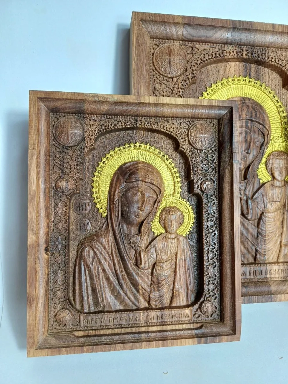 Освященная Икона Казанской Божией Матери 14х16.5см дуб - КПм