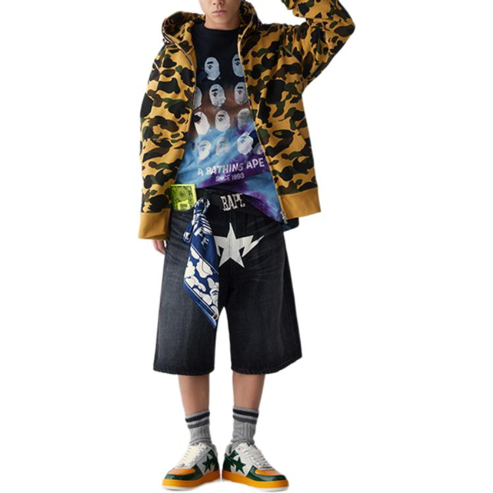 A Bathing Ape Bathing Ape Sweatshirts Cardigan Cotton Moderate No Fleece Lined Zip Closure 0zxswm007151q желтый