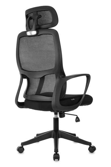 Кресло руководителя Бюрократ Wise черный сетка/ткань с подголов. крестов. пластик